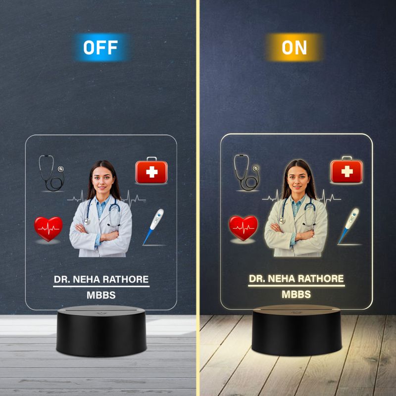 Personalized Doctor LED Night Lamp, Birthday Gift for Doctor Thankyou Gift for Doctor & Nurse Medical Student Gift Warm White Light